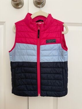 Vineyard Vines Colorblock Quilted Vest - Hot Pink, Light Blue, Navy